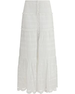 Isabel Marant Paoline Long Cotton Skirt Viscose; Cotton; Fabric - White