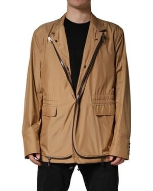 Dolce & Gabbana Single Breasted Layered Coat Jacket Nylon Polyester Clothing - Natural