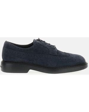 Hogan H704 Derby Bucature Shoes - Blue