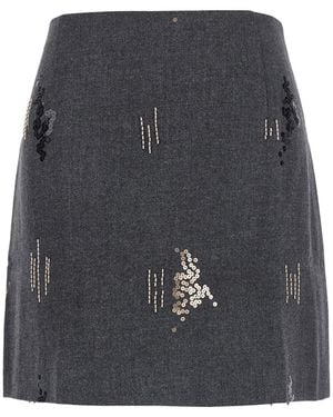 Le Plain Embroidered Skirt Polyester - Gray