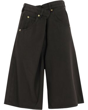 DARKPARK Ines Fold Over Tencel Shorts Cotton - Black