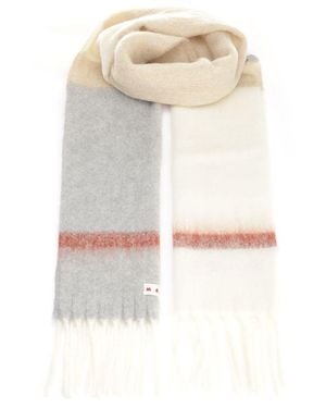 Marni Striped Alpaca Scarf - White
