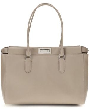 Fendi Tote Bag Peekaboo Calf Leather - Natural