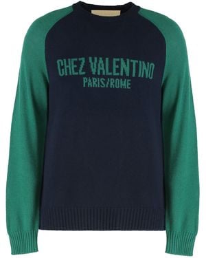 Valentino Garavani Virgin Wool Crew-Neck Sweater - Green