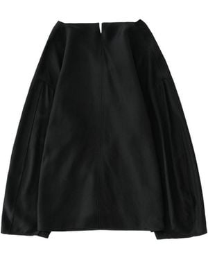 Studio Nicholson Lotis Paneled Viscose And Virgin Wool Twill Long-Sleeved Top With Long Neck Ties - Black