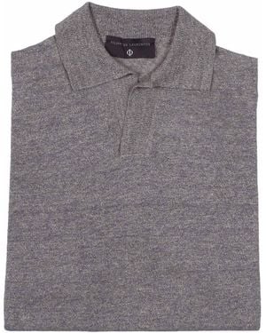 PHI FDL Short Sleeve Skipper Polo Linen Cotton Sleeves - Grey