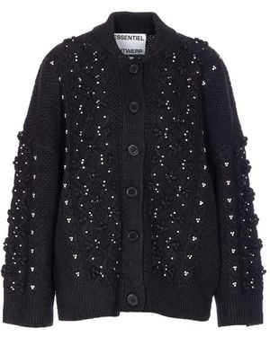 Essentiel Antwerp Iltimate Braided Cardigan With Rhinestone Decorations - Blue