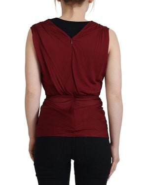 Dolce & Gabbana Silk-Blend Logo Detail Top Blouse - Red