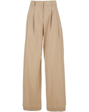 Le Plain Trousers With Front Pleats And Wide Leg - Natural