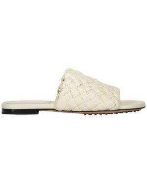 Bottega Veneta White Lamb Leather Mules - Natural