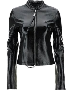 Courreges Cotton Jacket With High Collar And Zip - Black