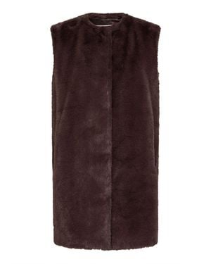 Herno Faux Fur Vest Dark Chocolate Polyester Bomber Jackets - Brown