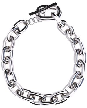 Rabanne Xl Link Chain Necklace Alluminio; Brass Necklaces - White