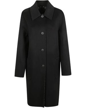 Tory Burch Jacquard Wool Coat With Monogram T - Black