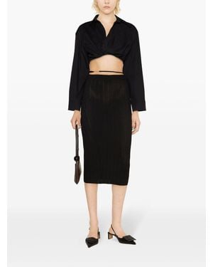 Jacquemus Lamb Leather Midi Skirt - Black