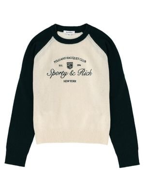 Sporty & Rich Logo Jersey Jumper Cashmere Jumpers - Black