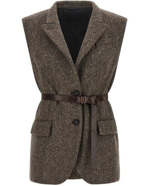 Brunello Cucinelli Mélange Wool Vest - Black