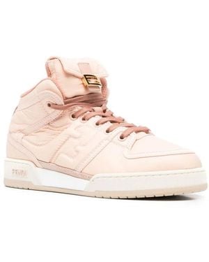 Fendi Match Baguette Mid-Top Trainers Shoes - Pink