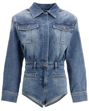 Self-Portrait Cotton Jumpsuit - Blue