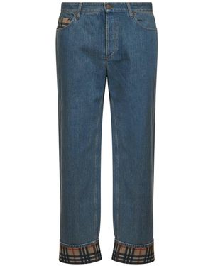 Burberry Medium Denim Jeans With Check Details - Blue