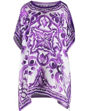 Dolce & Gabbana Printed Silk Twill Kaftan - Purple