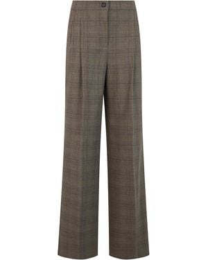 Pinko Pants Wide-Leg Checked Polyester - Gray