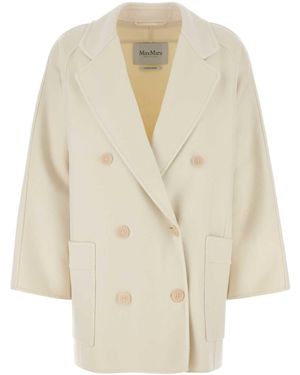 Max Mara Ivory Wool Blend Orma Coat - White