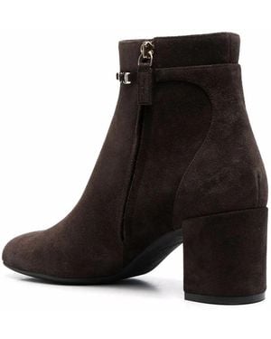 Ferragamo 75Mm Ghila Suede Ankle Boots - Black