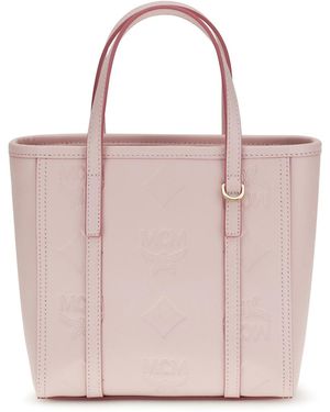 MCM Toni Small Tote Bag With Embossed Maxi Visetos Motif - Pink