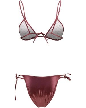 Kristina Ti Metallic Bikini Polyamide; Elastane Swimwear - Red