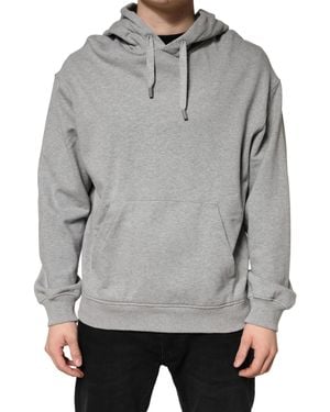 Dolce & Gabbana Grey Cotton Hooded Sweatshirt Jumper