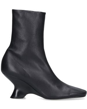 Dries Van Noten Pointed Toe Ankle Boots With Sculptural Heel - Black