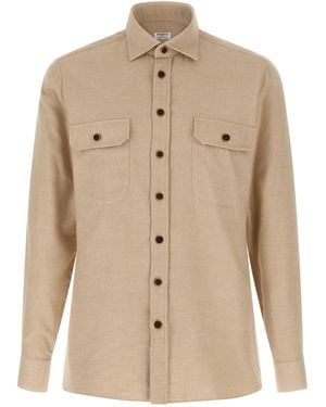 Borriello Cotton Flannel Shirt - Natural