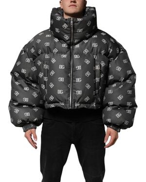 Dolce & Gabbana Logo Print Puffer Jacket - Black