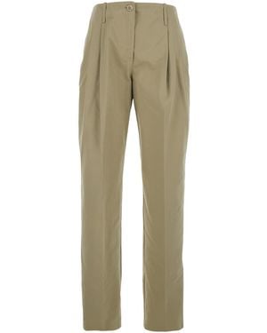 Semicouture High-Waisted Pants With Belt Loops - Natural
