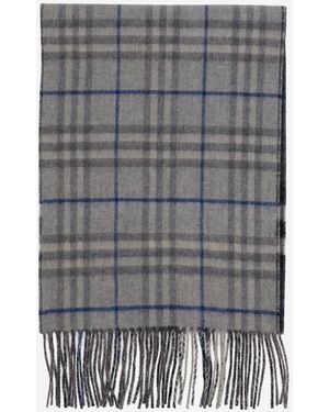 Burberry Cashmere Scarf With Check Pattern - Grey