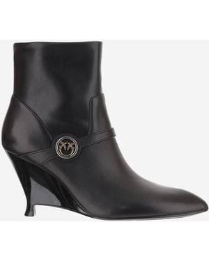 Pinko Ankle Boots Gwen Leather Goat - Black