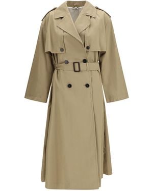 Weekend by Maxmara Oversized Double-Breasted Trench Cotton; Nylon Coats - Natural