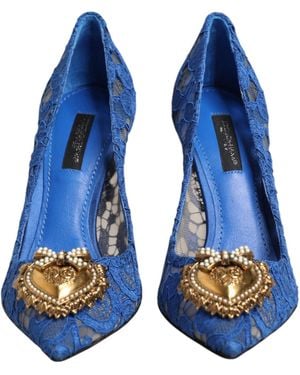 Dolce & Gabbana Taormina Lace Devotion Court Shoes Shoes - Blue
