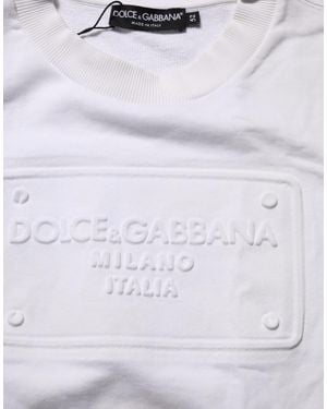 Dolce & Gabbana Logo Embossed Cotton Sweatshirt Jumper Clothing - White