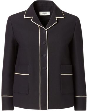 Fendi Jacket Wool And Silk - Black