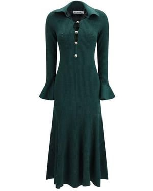 Self-Portrait Keyhole Knit Midi Dress - Green