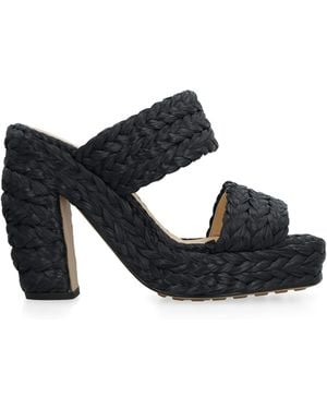 Bottega Veneta Canalazzo Raffia Mules - Black