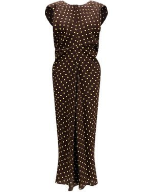 Marni Printed Polka Dot Crepe Dress - Brown