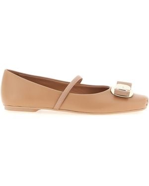 Ferragamo Zina Ballet Flats - White