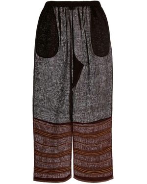 Tory Burch Linen Striped Beach Trousers - Grey