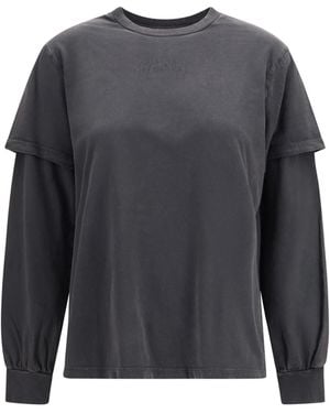 Ganni Future Heavy Jersey Long-Sleeve T-Shirt Cotton; Recycled Cotton T-Shirts And Polos - Grey