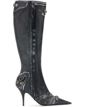 Balenciaga 90Mm Cagole Leather Boots - Black