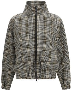 Fabiana Filippi Check Jersey Bomber Jacket Viscose; Polyamide; Elastane - Grey