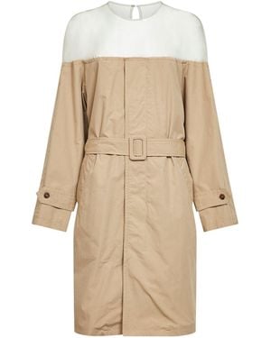 MM6 by Maison Margiela Pinky Cotton-Nylon Midi Trench Dress - Natural